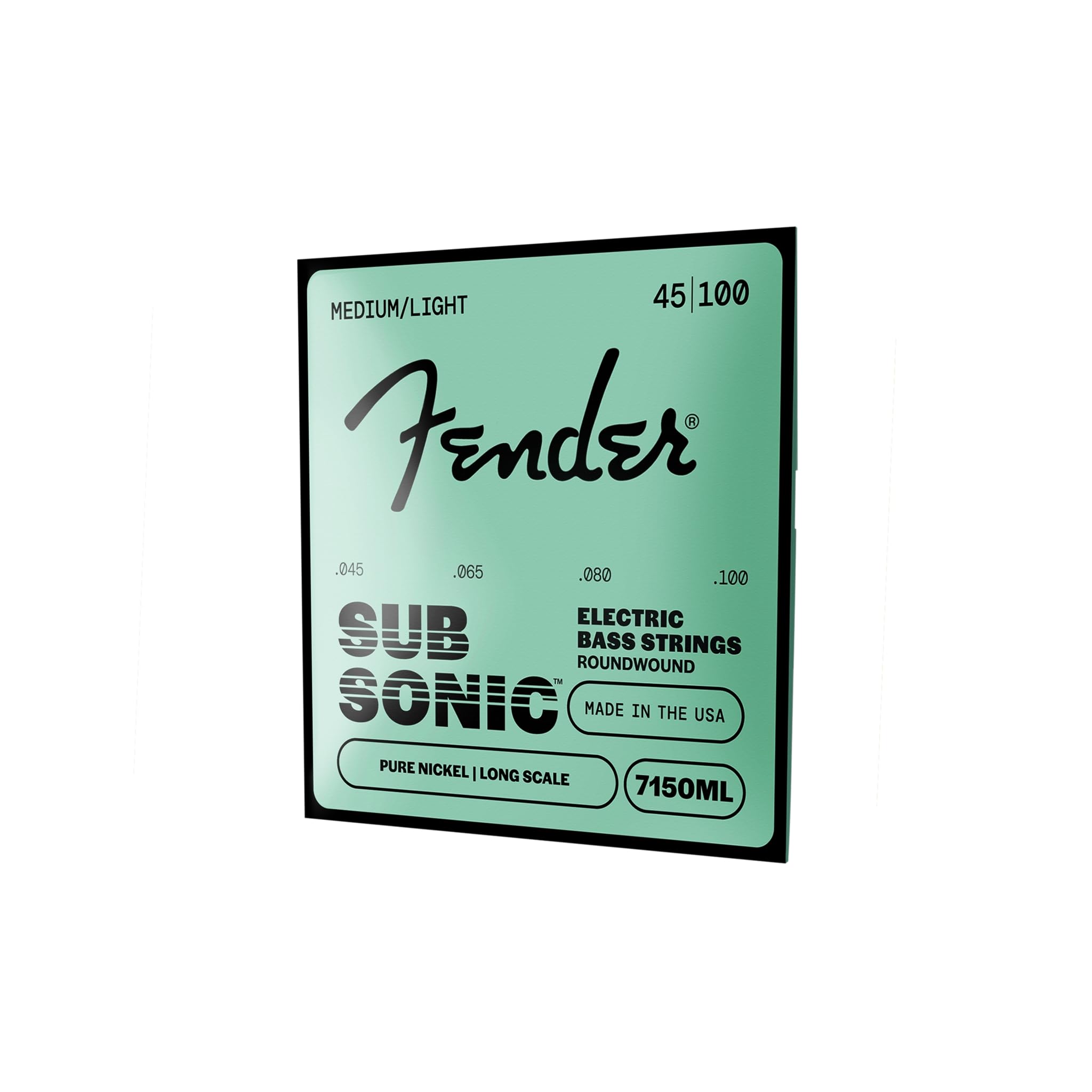 Fender Original 7150 Bass Strings, Pure Nickel, Roundwound, Long Scale, 7150ML .045-.100 Gauges, (4)