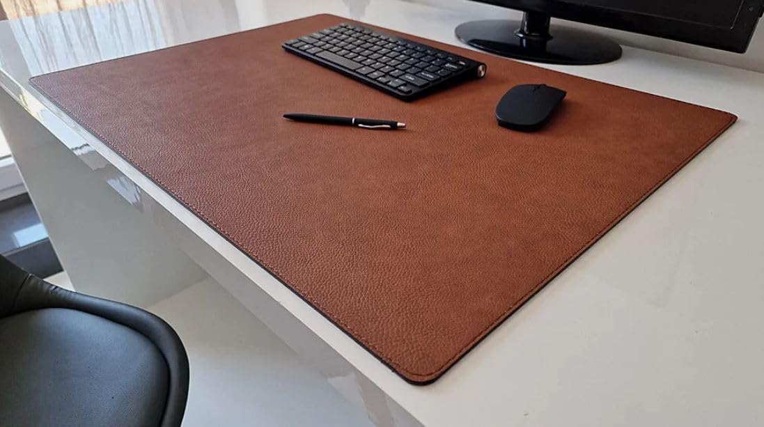PM Schreibtischunterlage Just Leder mit Mauspad in 3 Grössen und in 7 Farben (Cognac Braun, 60cm x 40cm)