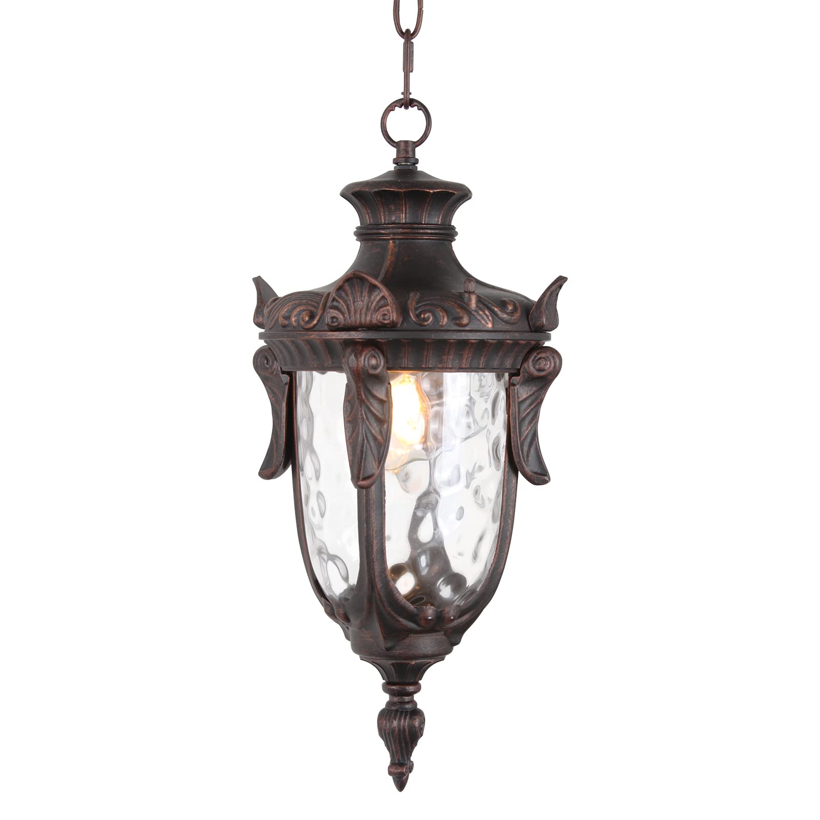 GOALPLUS Pendant Light Fixture 17 Inch Hanging Outdoor Light Fixture for Porch, LMSP2003-BR-M