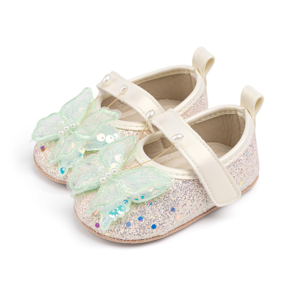 Sawimlgy Baby Girls Mary Jane Sequins Crown Flats