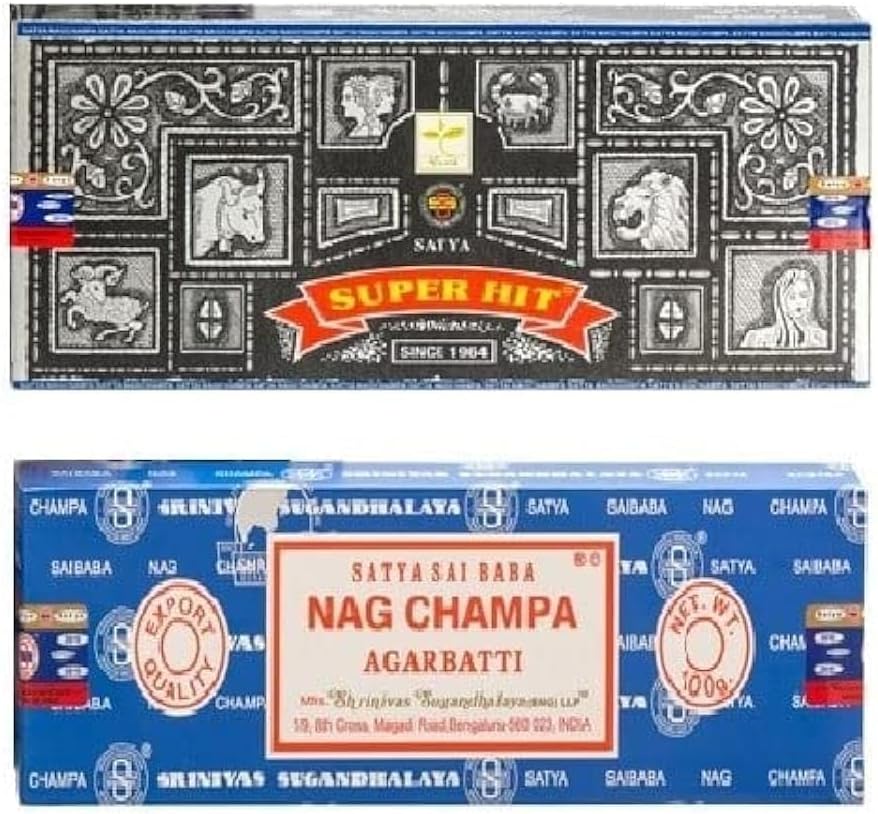 Satya Nag Champa and Superhit 100 gram Incense Sticks for Positivity, Meditation, Relaxation, Yoga, Healing