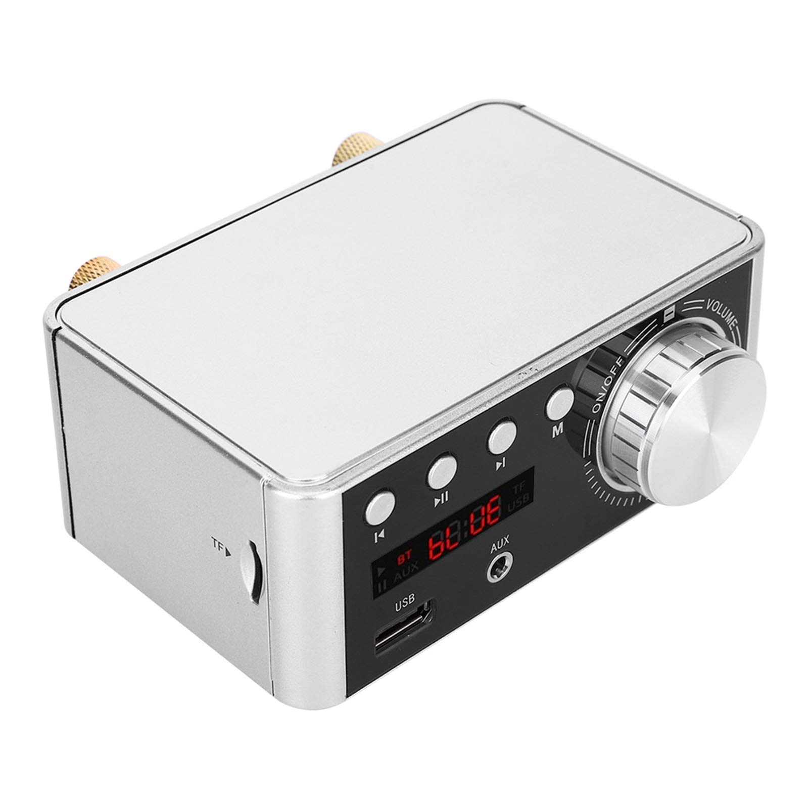 FTVOGUE Placa Amplificadora de Audio Bluetooth 5,0, Canal Dual de 50W, Sonido Hi-Fi para Cine en Casa y Estudio de Música, Compatible con Tarjeta de Memoria (Silver)