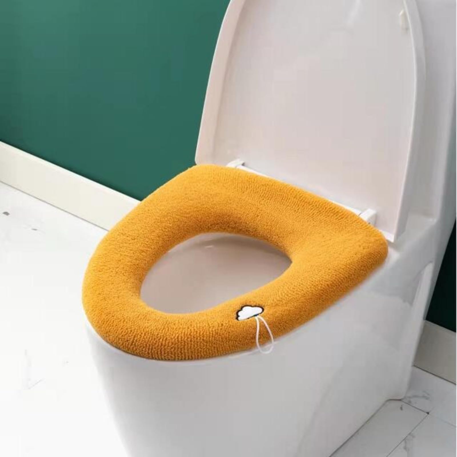 Yqvavzjsl Handle Yellow Thick And Warm Toilet Seat With Handle, Knitted Washable Toilet Seat