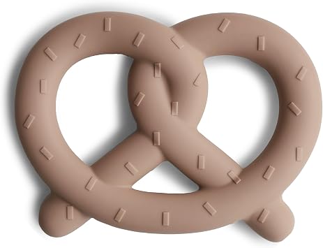 Mushie Teether Pretzel Animal Teether Teether Rattle, Silicone, Kamikami, For Babies, Stylish, Dull Colors