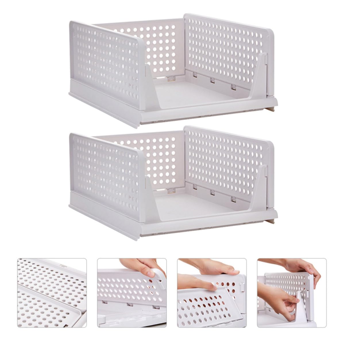 BESTOYARD Organizzatore Armadio Scomparti per Camera da e Fori di Ventilazione Plastico Bianco 2 Design Impilabile e Estraibili per Abbigliamento
