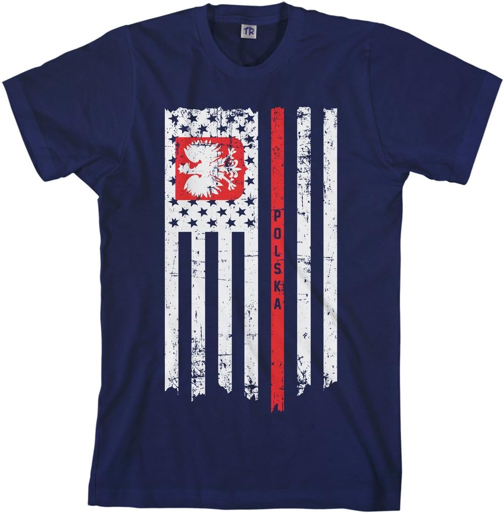 Threadrock Men's Poland USA Polish American Flag T-Shirt