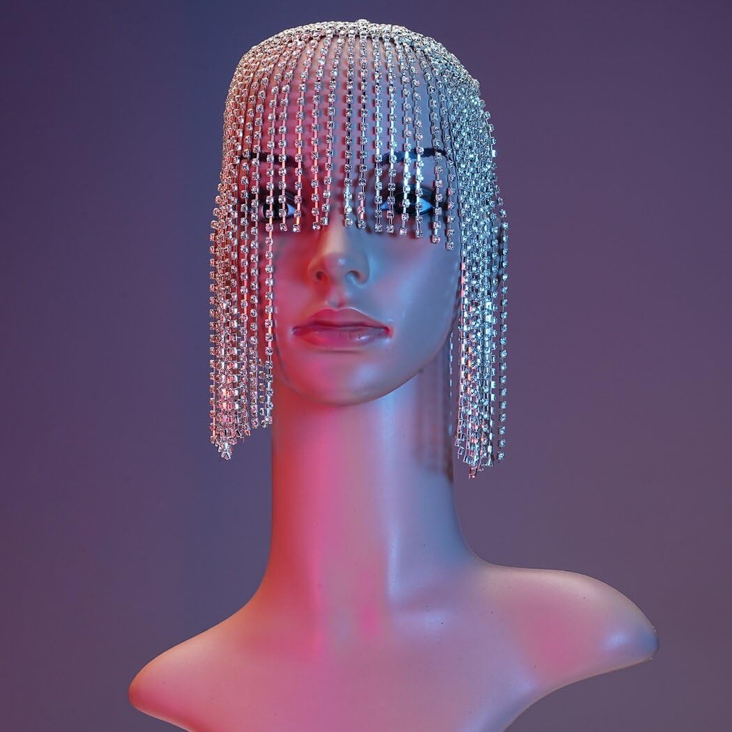 Gatsby Chaîne de tête à pompon en cristal pour femme et fille Accessoire de cheveux élégant des années 1920 pour fête, mariage et cosplay