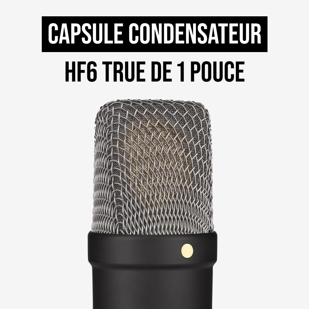 RØDE NT1 Signature Microphone à Condensateur Large Diaphragme avec Suspension, Filtre Anti-Pop et Câble XLR, pour Studio, Voix, Streaming et Podcast (Noir)