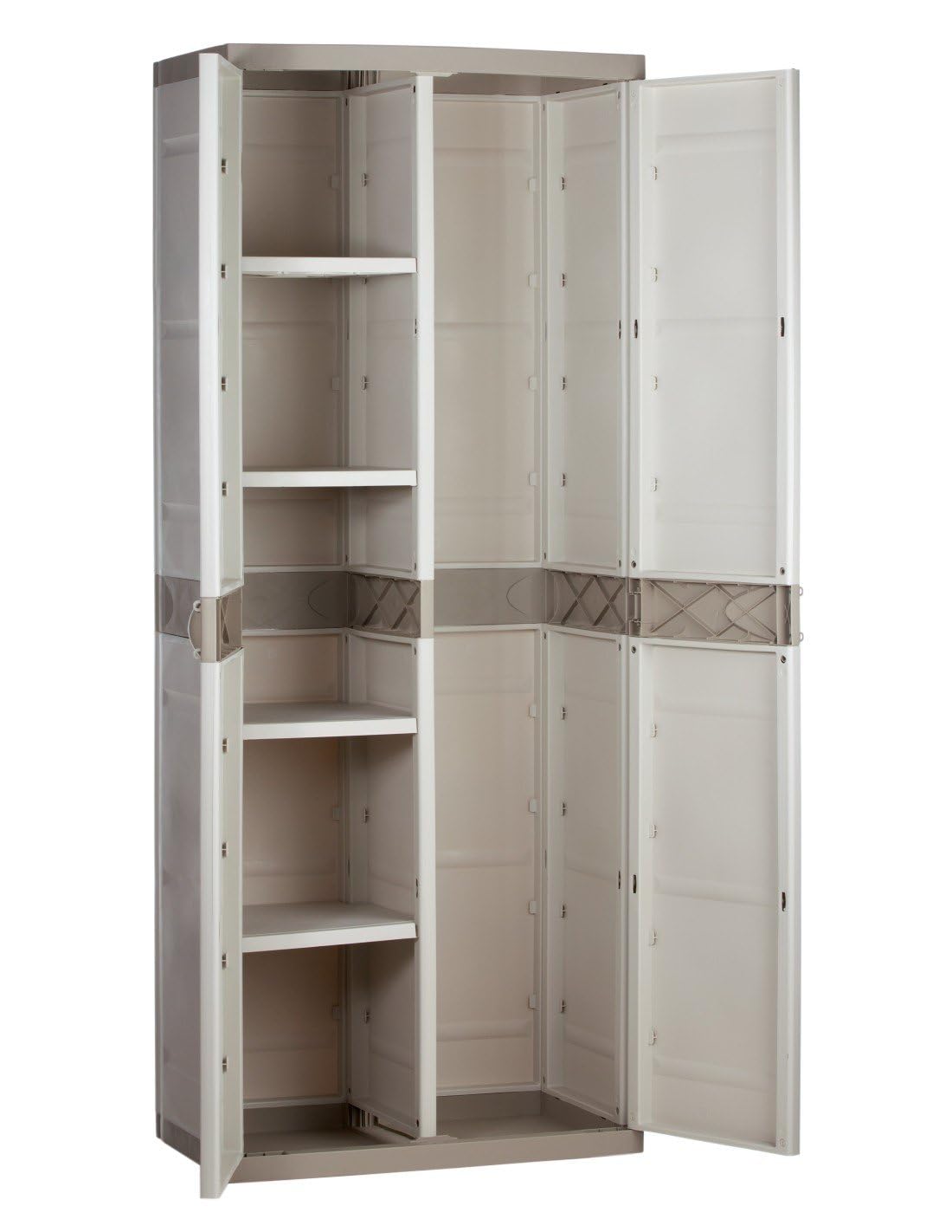 Jardin202 - Armario de 4 estantes de Resina | Escobero | Titanium Beige | 70x44x176 cm | (Beige)