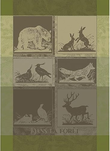 Garnier Thiebaut - Toalla de cocina jacquard francés 100% algodón, colección de animales del bosque (Cerf Et Biche Mousse)