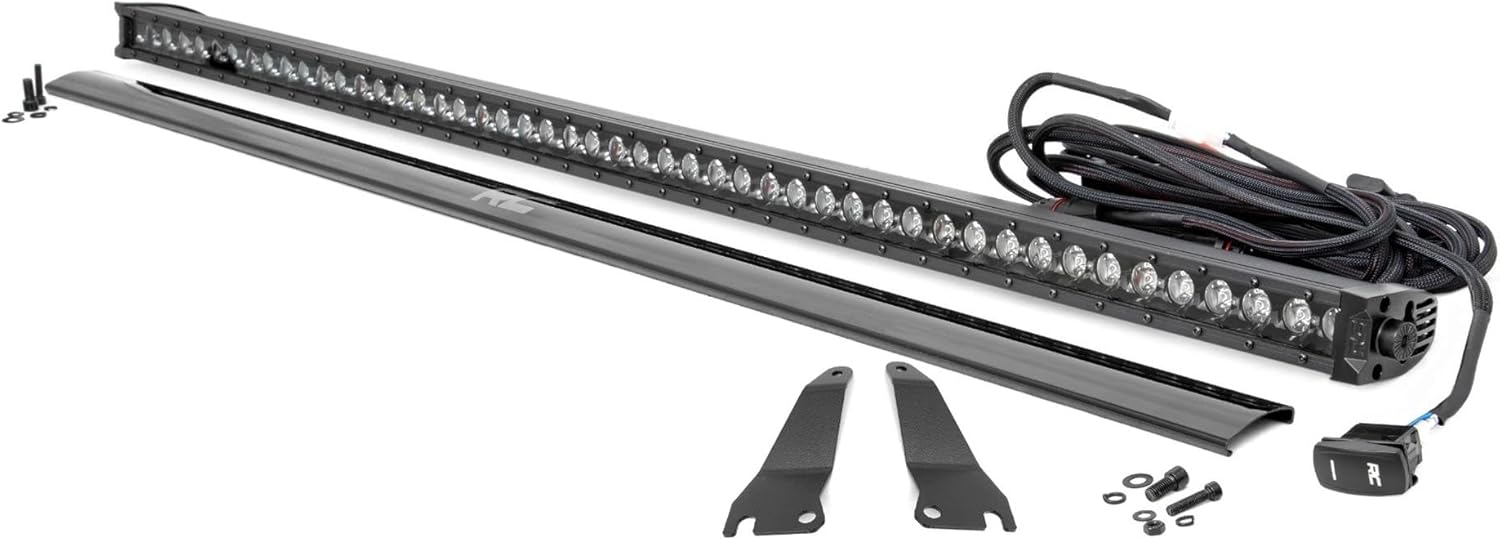 Rough Country 50" LED Light Bar Kit for Kawasaki Teryx - 50-in Black Series LED Bar with Roll Cage Mount, White DRL