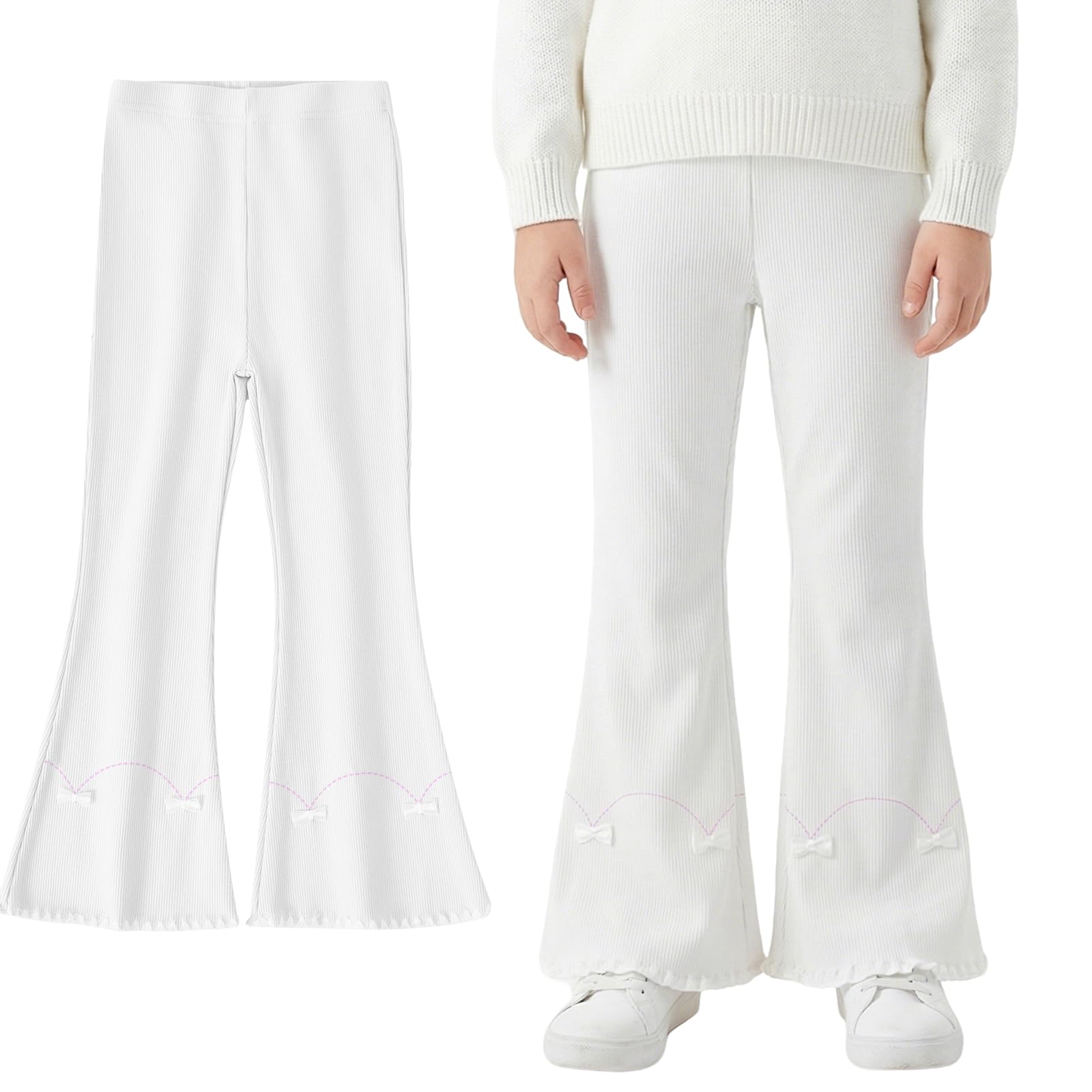 Leggings Acampanados para Niñas Algodón Bootcut Elásticos Pantalones Acampanados Largos Campana Pantalón Cintura Alta Mallas Yoga Ocio Correr Primavera Otoño para Infantiles 3-11 años