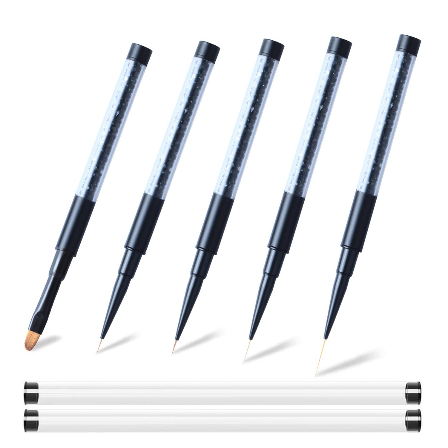 N/A Pennello per unghie acrilico nero opaco Pennello per pittura per nail art Pennello per gel UV Smalto per unghie in cristallo acrilico con strass WolFums