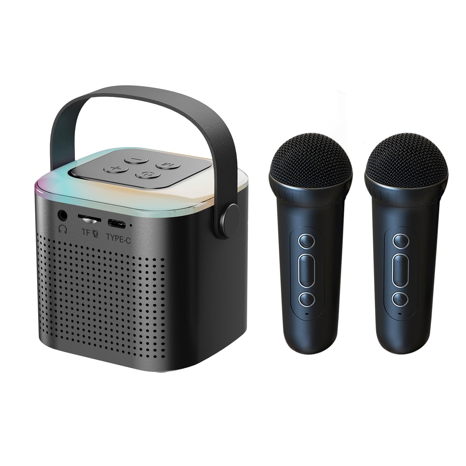 KXHKaraoke Machine,Mini Bluetooth Speaker with 2 Wireless Microphones,Music Player,Singing Machine,Christmas Gifts for Boys and Girls,Party Supplies|Black