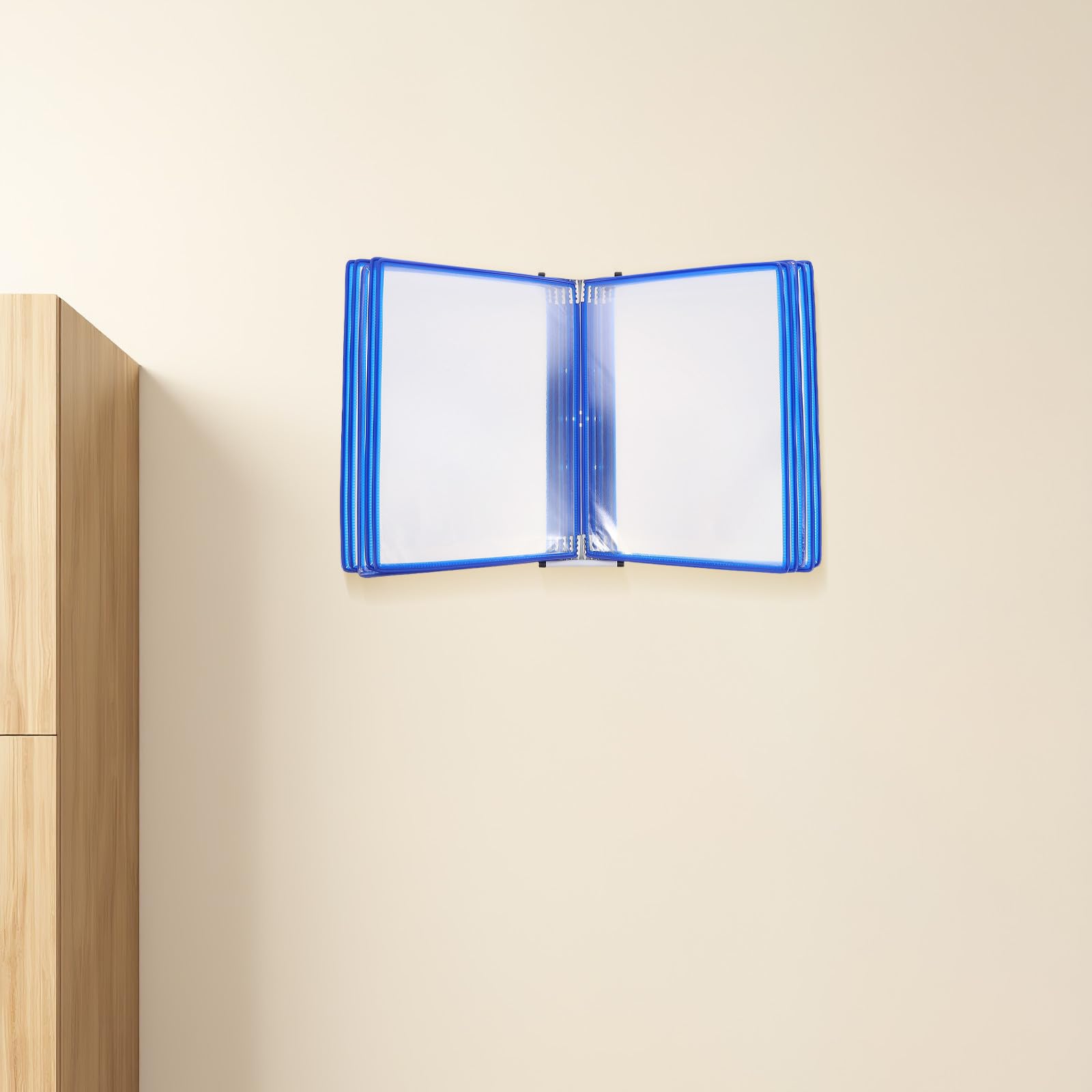 GLEAVI Porta Brochure da Parete A4 a 10 Pagine in Ferro e PVC Blu