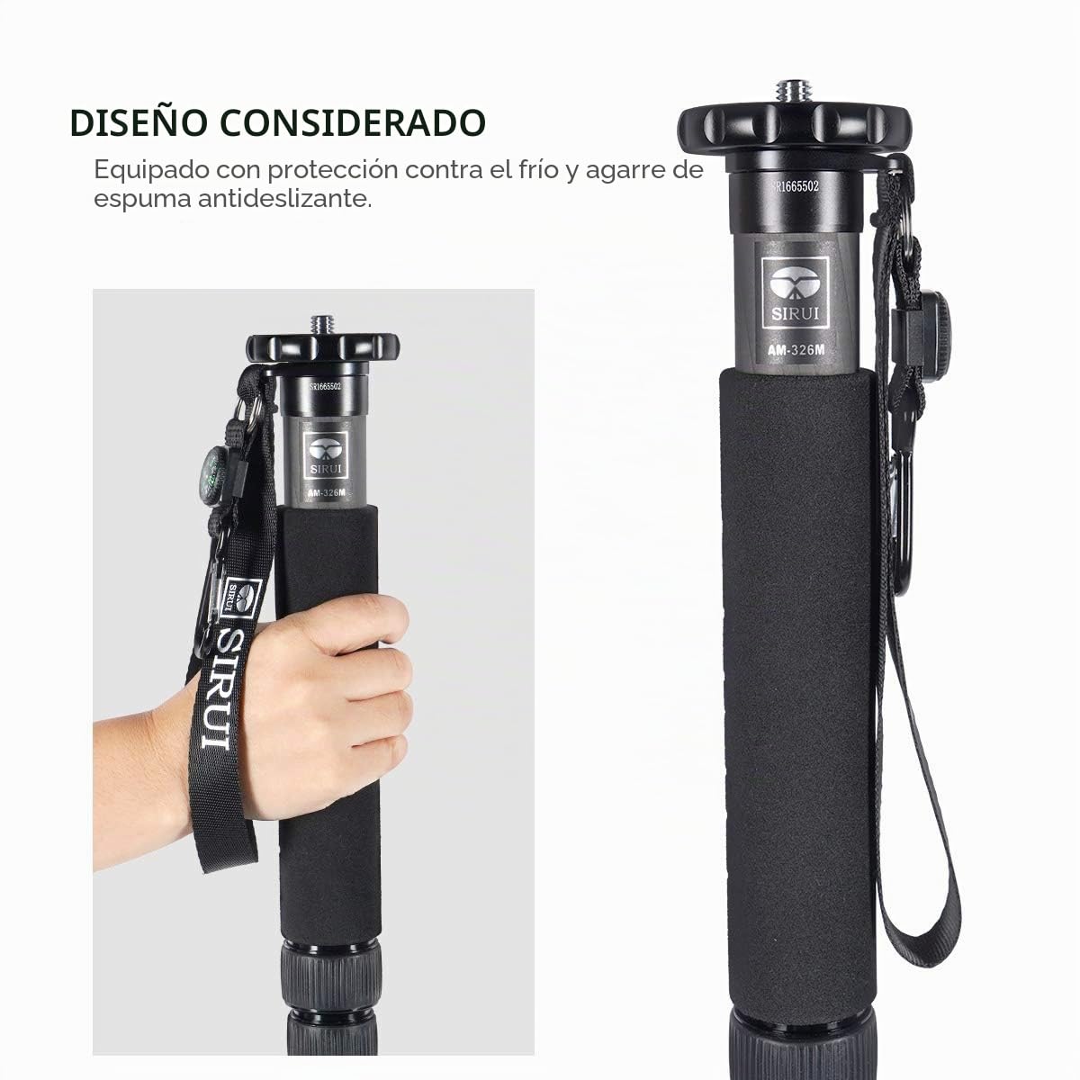 SIRUI AM-326M Monopié para Cámara, 156cm Monopié de Fotografía Profesional de 6 Secciones, Monopié de Carbono Portátil para Cámara, DSLR, Monopié de Viaje Ligero, Carga Máxima 10kg