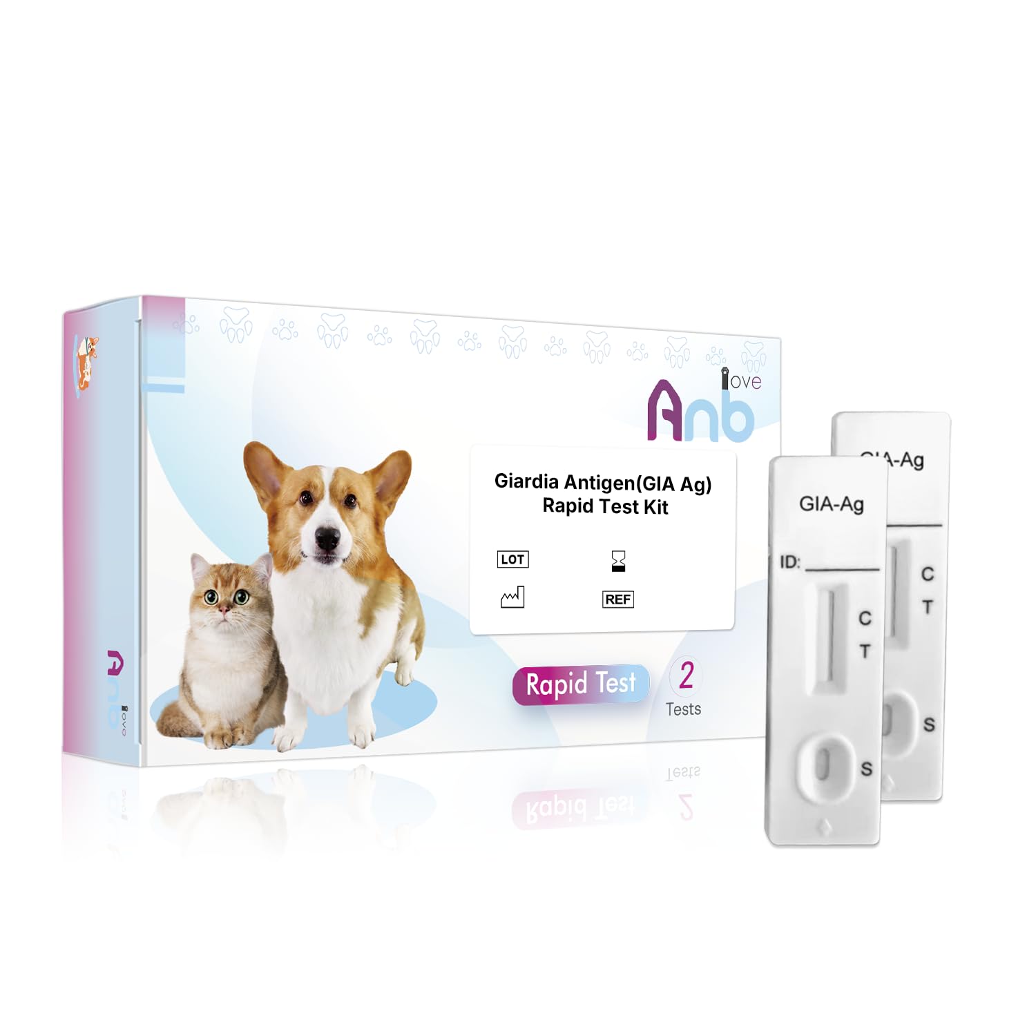 Anbio 2pcs Rapid Detection of Giardia in Dogs and Cats - Giardia Test Reliable Detection of Intestinal Parasites and Diarrhea
