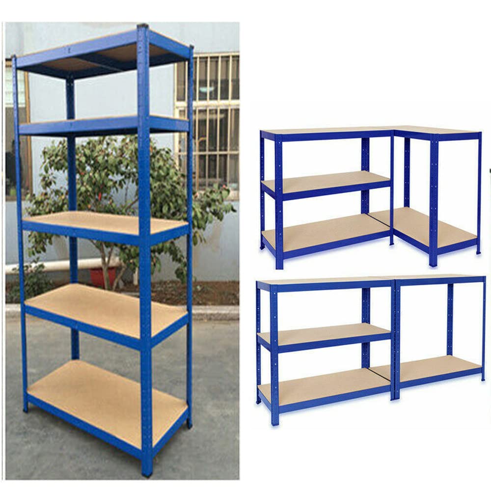 Scaffale per garage con carichi pesanti, 200 x 100 x 50 cm, 5 ripiani, in metallo, per garage, magazzini, officina, dispensa, portata 875 kg, colore: blu