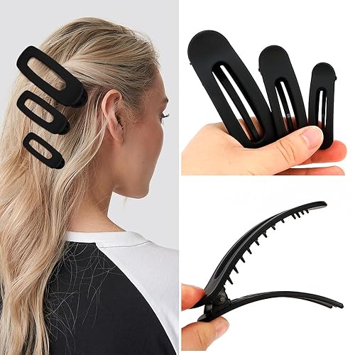 Miniatura 6 de Ahoney - Juego de 12 pinzas de cocodrilo grandes con pico de pato para cabello finogrueso, 3 tamaños, pinzas de plátano y accesorios de peinado para