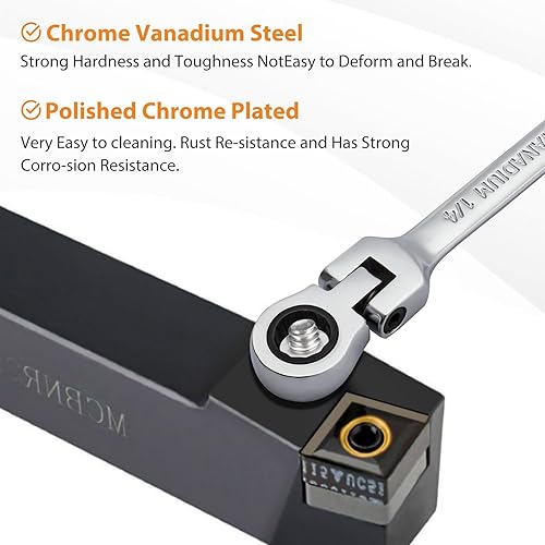 Miniatura 5 de B4B BANG 4 BUCK Llave de 14, llave combinada de trinquete de cabeza flexible, grado industrial, 72 dientes, caja de trinquete de 12 puntos,