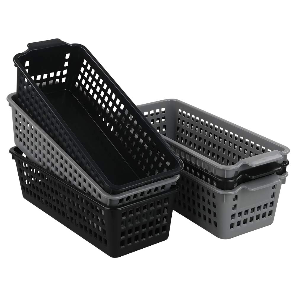Ucake Small Rectangle Plastic Storage Basket, Slim Basket organizer, 6 Packs