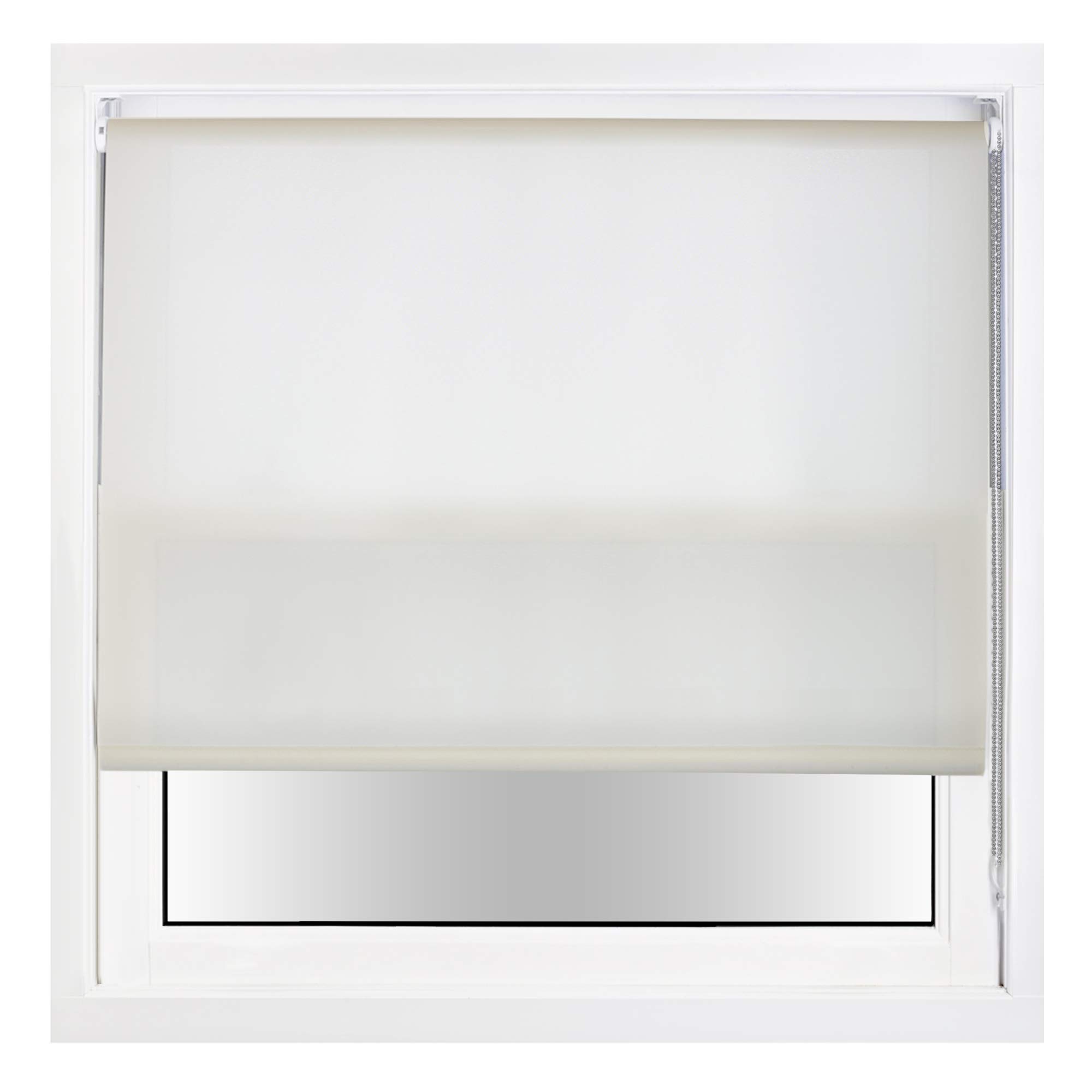 FURNISHED Daylight Roller Blinds with Metal Fittings, Trimmable - Cream, 110W x 165H cm