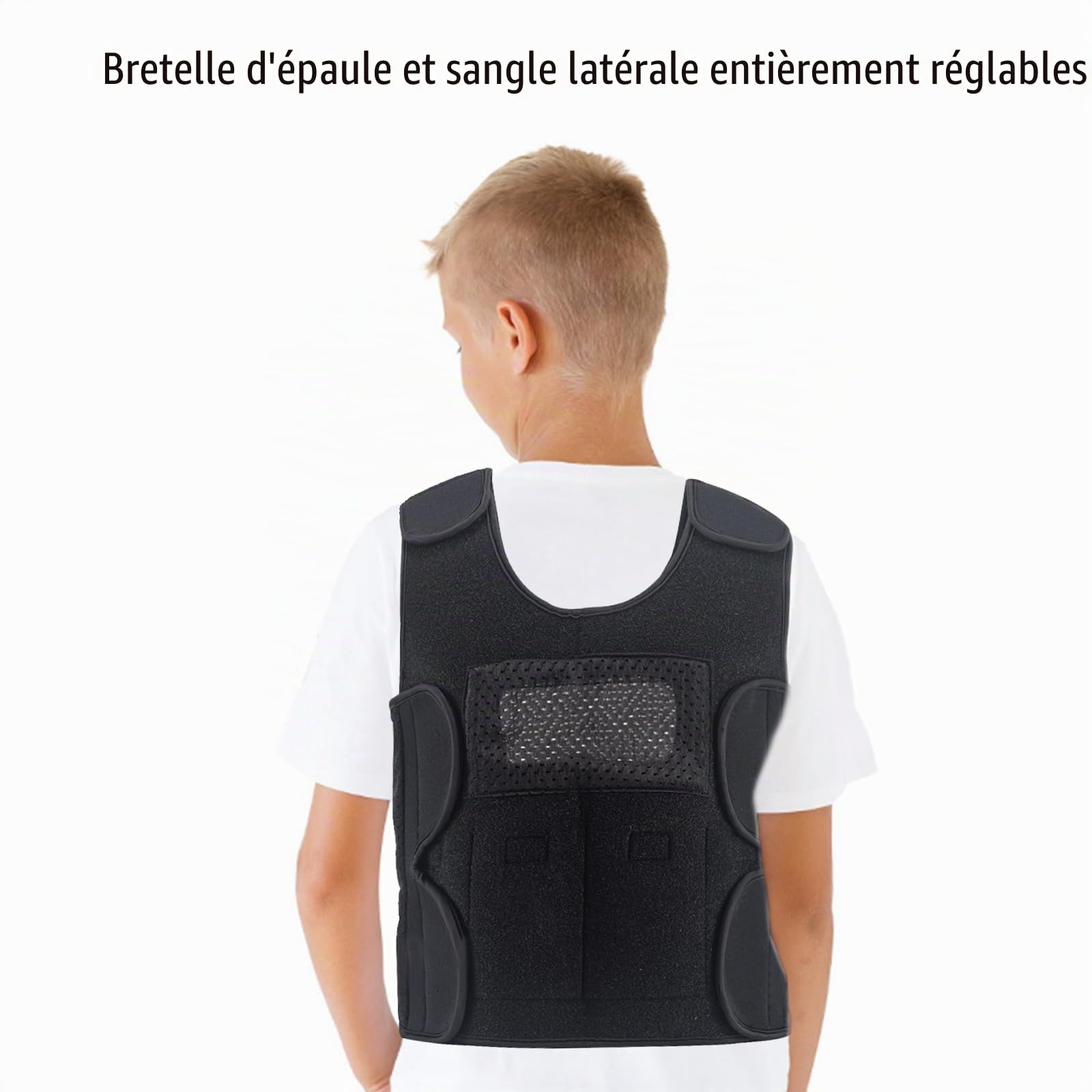Gilet de compression lesté pour enfants âgés de 2 à 14 ans - Aide les enfants souffrant d'ABR, de surstimulation, d'autisme, de TDAH, de SPD, de troubles SI (contient des poids amovibles de