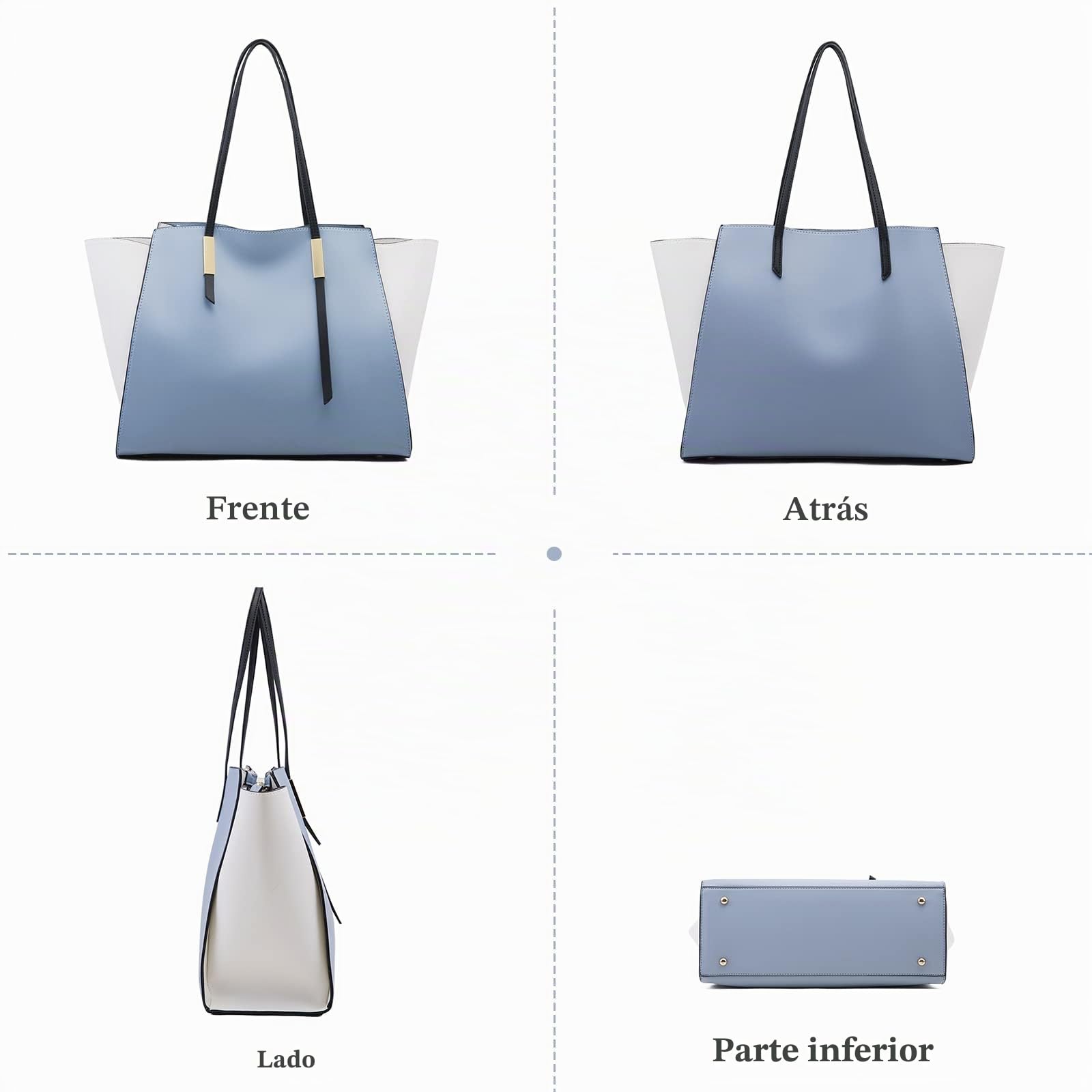 FANDARE Moda Bolsos de Mano Mujer Bolso de Mano Cartera Juego de 4 Piezas Bolso Bandolera Bolso de Hombro Cruzado Señora Tote Shopper Bolso de Mensajero Trabajo Viajar Crossbody Bag Blanco