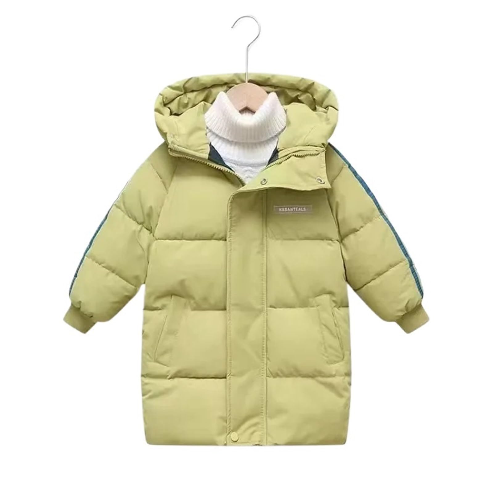 Children's Thickened Down Cotton Jacket - Warm Boys & Girls Winter Coat, Cute Parka for 4-6 Years, Solid Color(Oil green,150Cm)