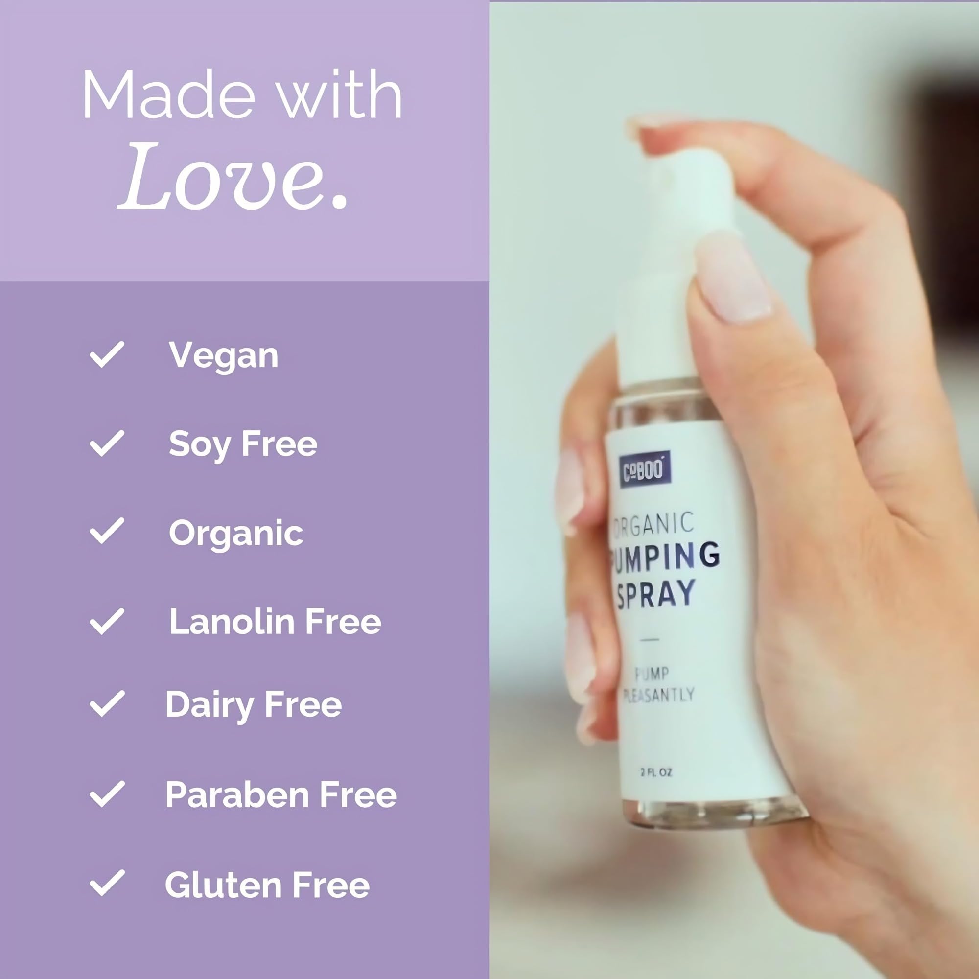 Amazon.com : CoBoo The Original Pumping Spray 2 Fl Oz | Organic Lubricant  for Breast Pumping | Pump Flange Spray for Breast Shields | Vegan & Lanolin  Free, Made in USA |