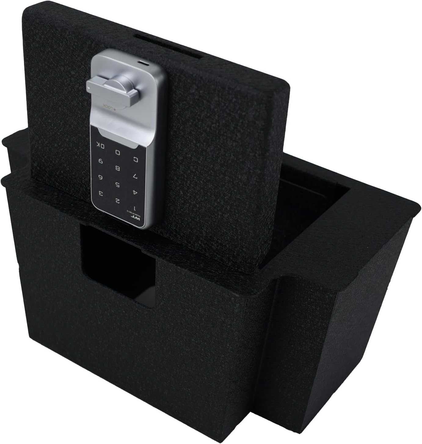 JIKE Center Console Gun Safe - Console Gun Vault Compatible with 2023-2026 Chevy Silverado 1500/GMC Sierra 1500, High Security Armrest Lock Box with Electronic Keypad Lock.