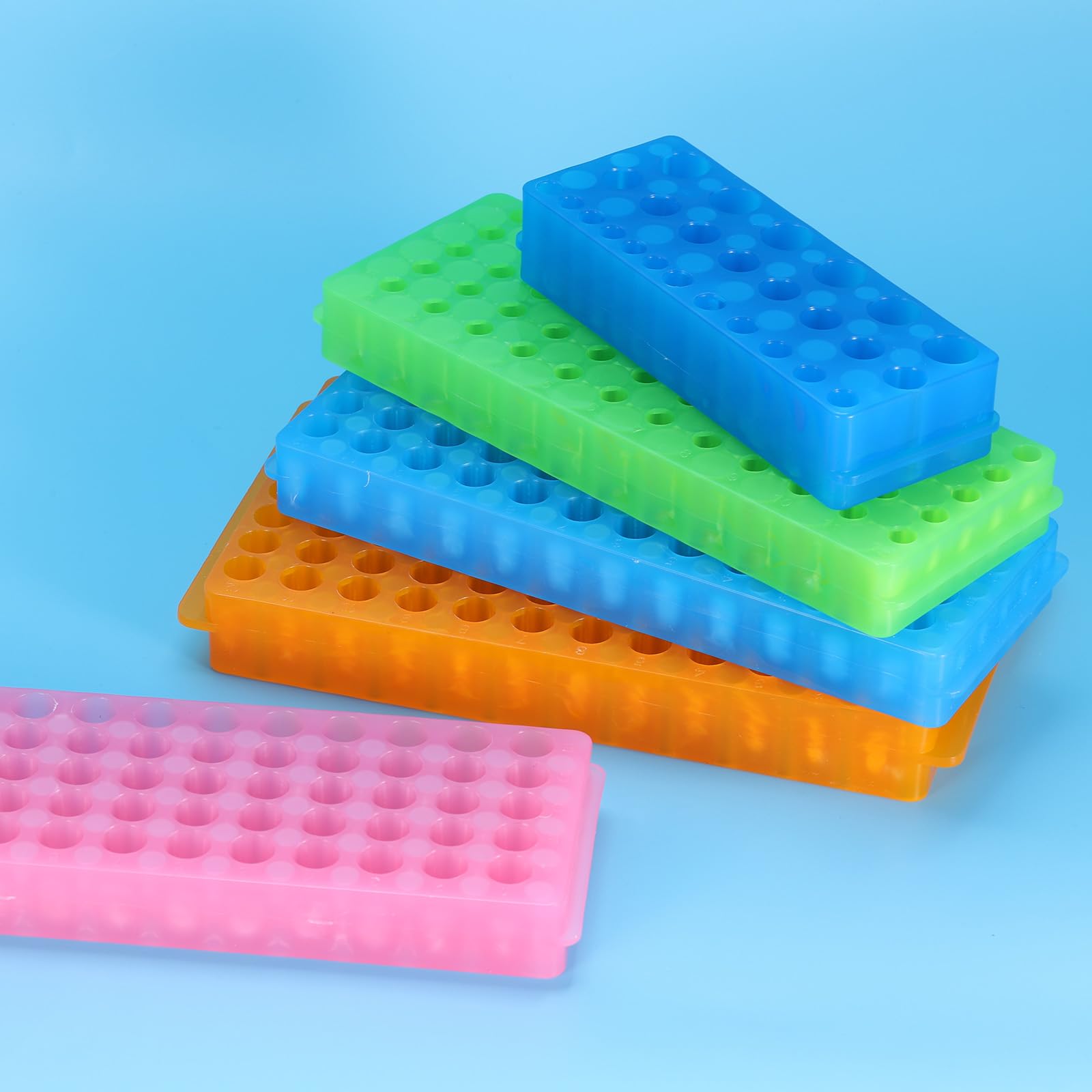 PATIKIL Porta Provette Da 60 Pozzi 1 Pezzo Porta Vial Doppio Pannello Supporto Per Provette Da Centrifuga 0.2/0.5/1.5/2ml Blu