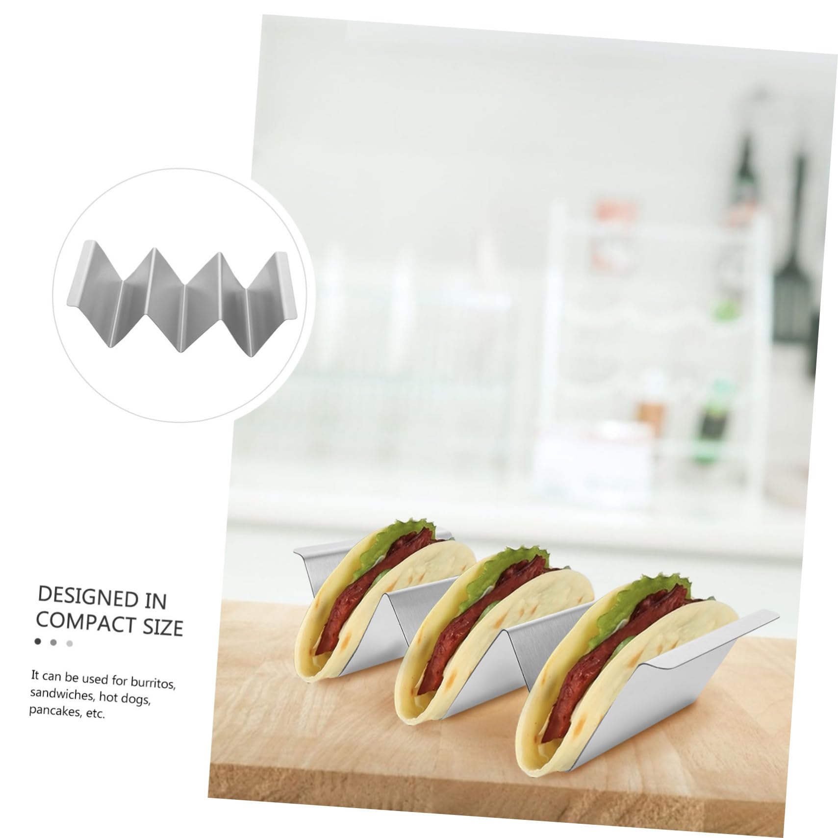 FELTECHELECTR Sturdy Stainless Steel Taco Holder Taco Storage Pancake Rack Kitchenware - Healthy Easy to Use
