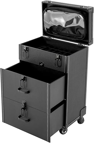 Miniatura 5 de Estuche de tren de maquillaje, estuche de carrito de maquillaje rodante, organizador de esmalte de uñas, estuche de tren de cosméticos de viaje para