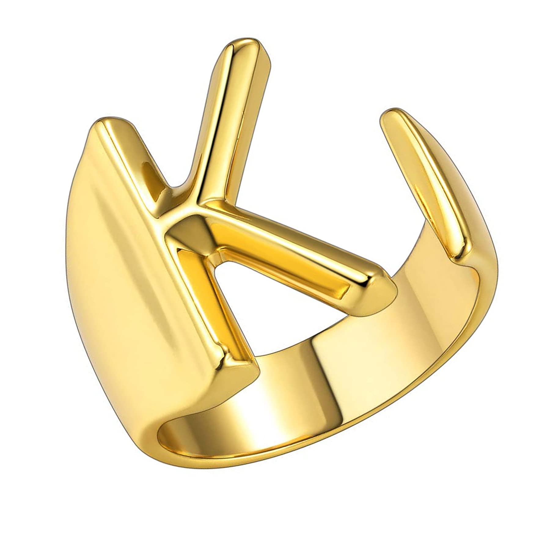 JewelryWe Herren-Ring Damen-Ring mit Gravur Buchstaben A-Z Kupfer Ring Alphabet Schmuck Gold