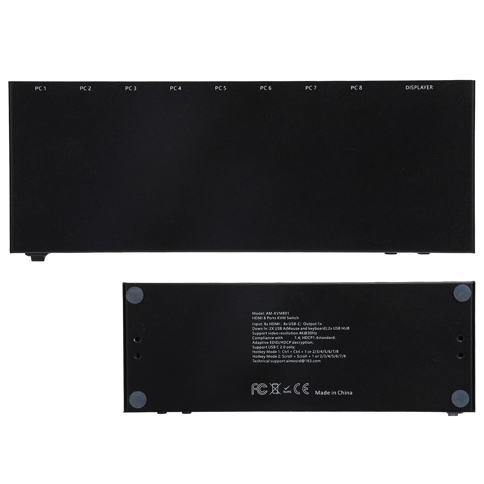 Splitter HDMI 8 in 1 Out, Alimentatore USB 5V 4K Switcher HDMI Telecomando Convertitore KVM con Cavo Plug And Play Supporto Funzione DDC