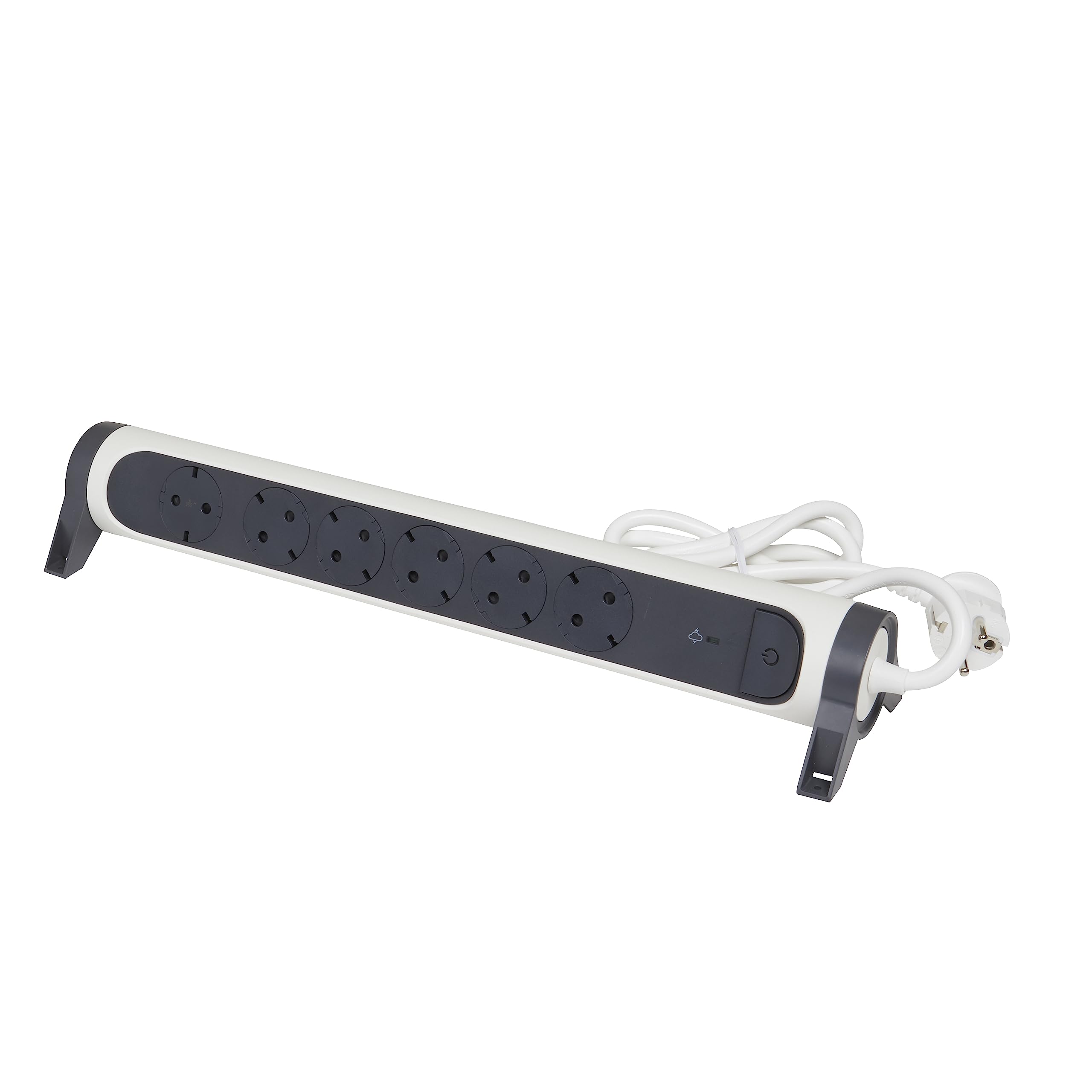 LEGRAND Regleta de enchufes con protección contra sobretensión, con Interruptor, Base múltiple con 6 Tomas de Corriente, Cable de 1,5 m, Color Blanco/Gris Oscuro 694509 — view 2