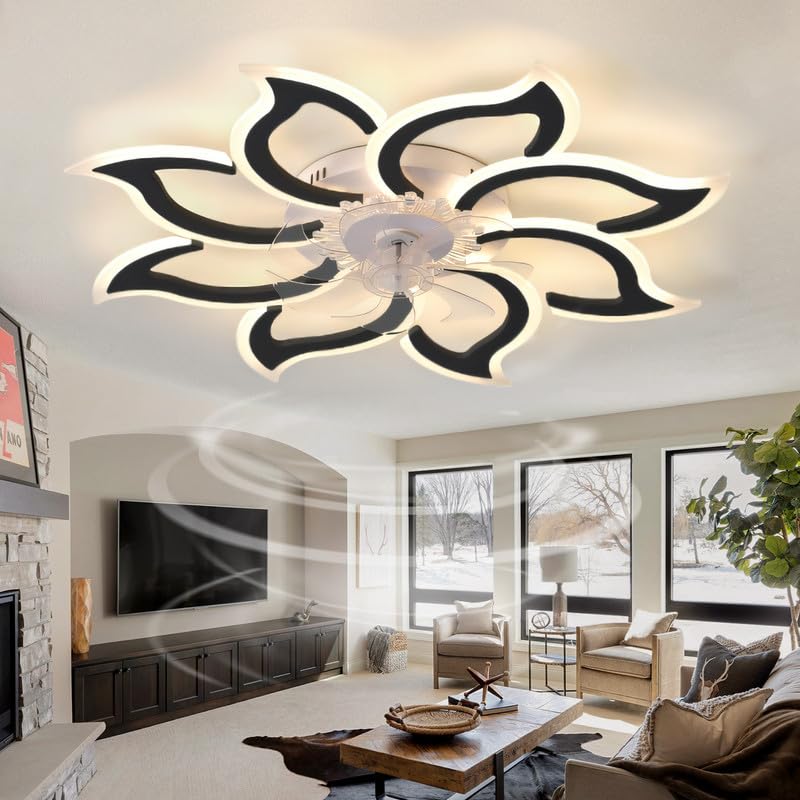 Ventilateur de plafond avec lumière LED dimmable et silencieux pour grand séjour