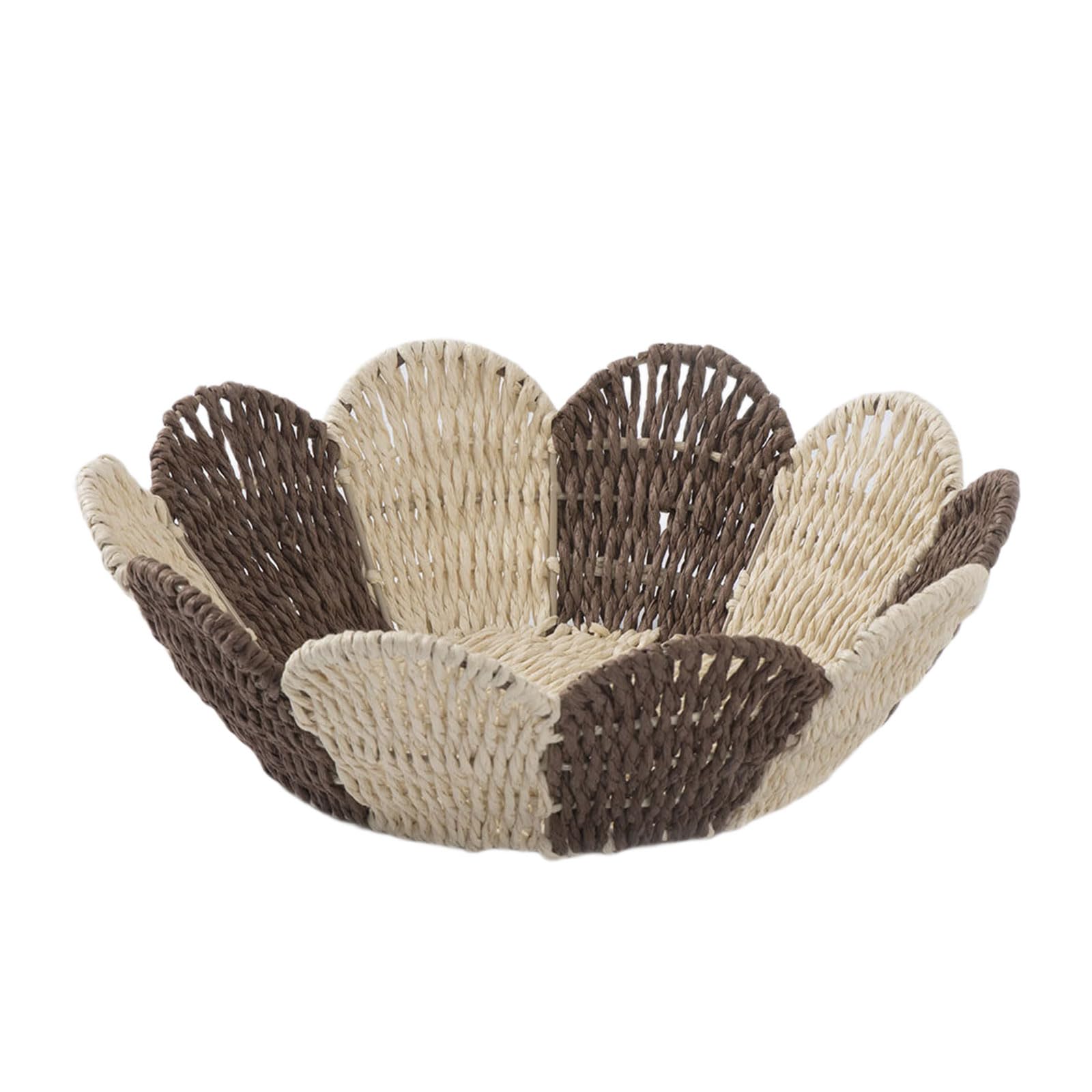 carotoe Artisanal Paper Cord Basket with Sturdy Iron Base Household Fruit & Clothes Compact Home Natural Substance Storage Solution