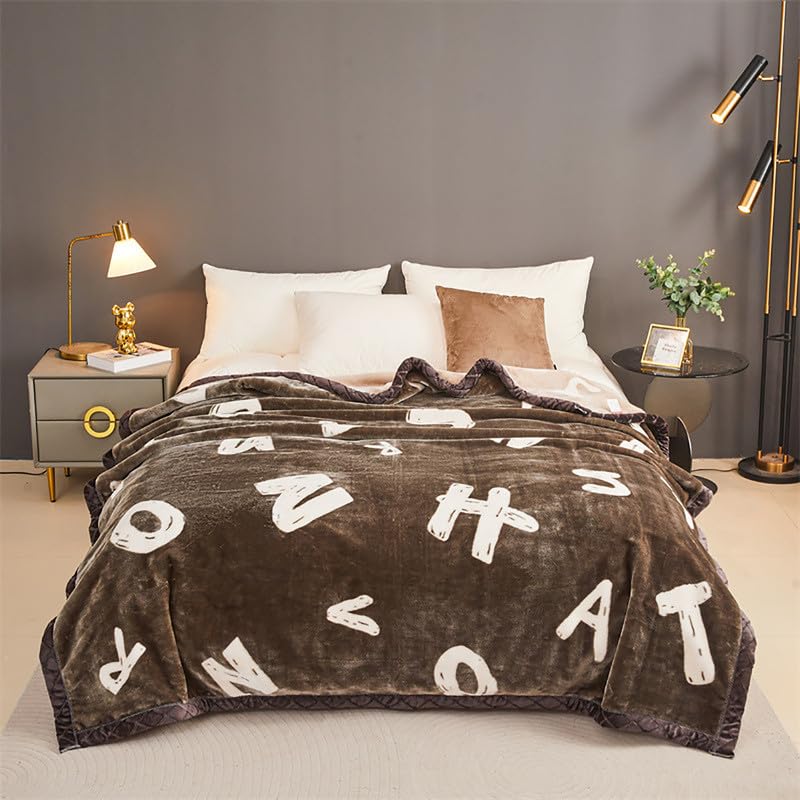 Ciężki miękki aksamitny koc polarowy z norek, dwustronny, pluszowy koc na łóżko i sofę, 2-warstwowy, koreański styl, 200 x 230 cm, ciepła pościel zimowa