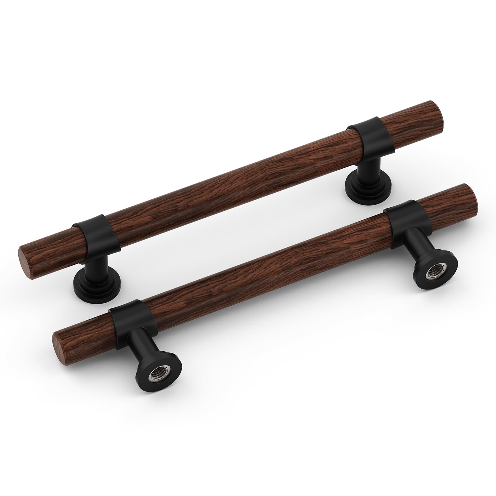 black metal dresser handles homdiy 10 Pack Black Cabinet Handles 5 Inch Hole Centers Walnut Wood Grain Metal  Drawer Pulls for Dresser Cupboard