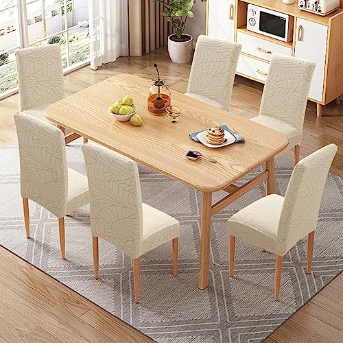 Fuloon Beige Chair Covers Dining Room Chair Protector Slipcovers Set of 4 Stretch Removable Washable Decoration Seat Cover - Image 3