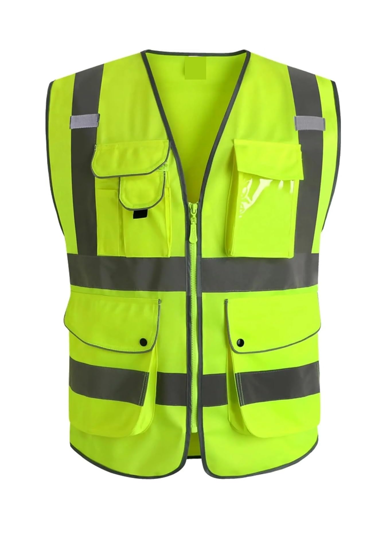 Chaleco de seguridad de alta visibilidad ANSI/ISEA Clase 2 con tiras reflectantes, cremallera frontal, tamaño grande en amarillo