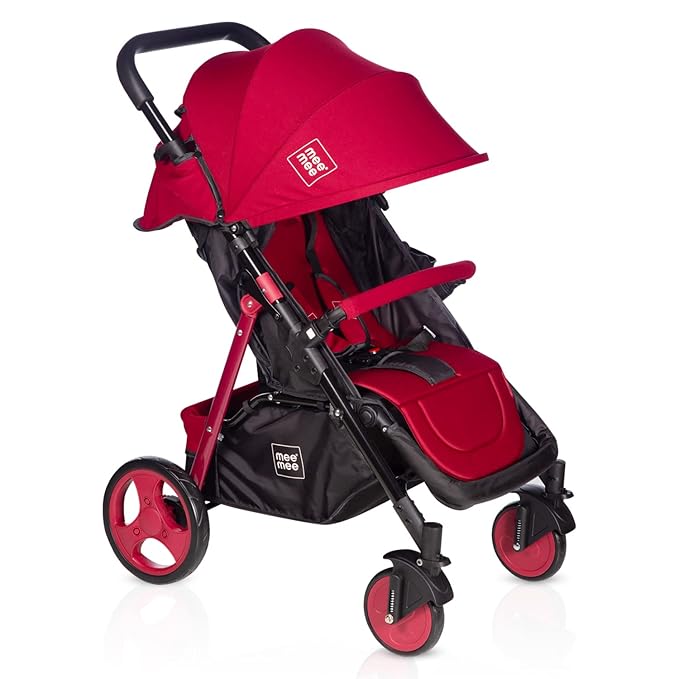 Baby Pram with Reversible Handle | Rotational Wheels | 3 Recline Position Stroller | Stroller for 0-3 Years Baby (Maroon)