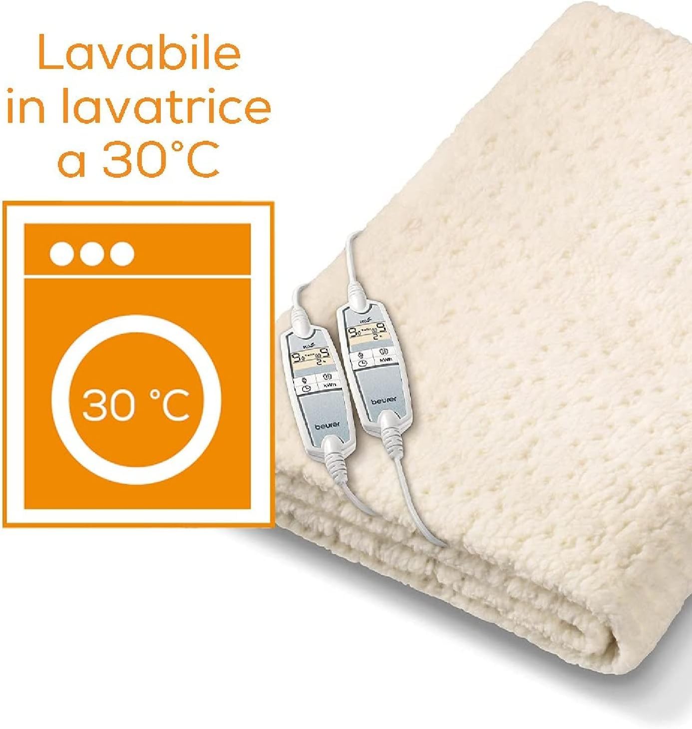 Beurer UB 86 Teddy, Coprimaterasso termico in peluche, scaldaletto Matrimoniale, con 2 diverse Zone Termiche e 2 Aree di Calore (corpo e piedi) regolabili Separatamente, dimensioni 150 x 160 cm