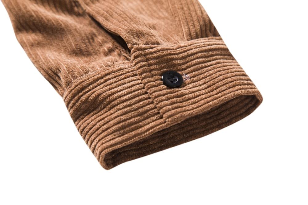 HGJH Herren Thermohemd, Herren Langarm Retro Cordhemd Henry Hemd Jacke Lila Thermohemd Futter Großvater Hemd Revers Knöpfe Bequem Lässiges Arbeitshemd Für Männer Jungen