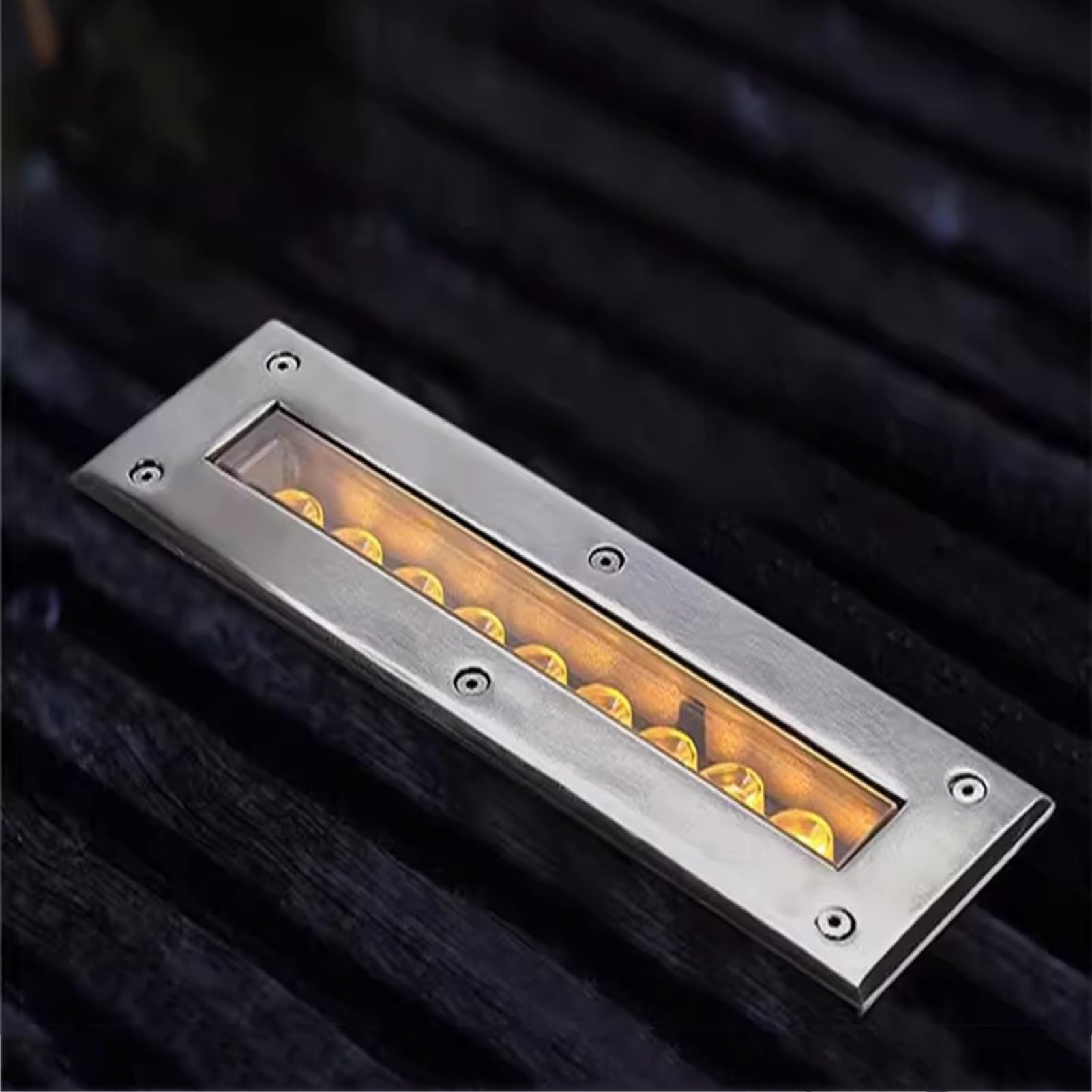 Striscia Luminosa A LED da Incasso A Bassa Tensione, Impermeabile Ip66, Dc12/24V, Ideale per Vialetti, Gradini, Cortili, Recinzioni, Giardini E Sentieri.,Yellow-6W-DC12V