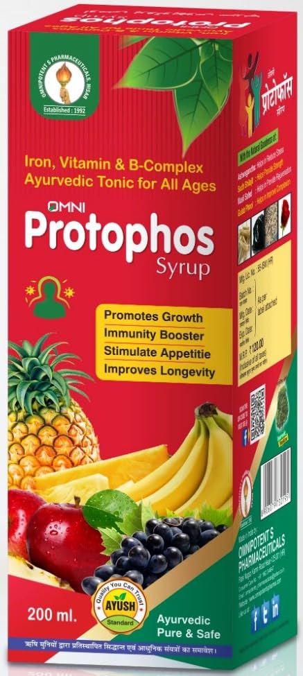 Protophos Ayurvedic Iron, Vitamin & B-Complex Tonic Syrup, 200 ml, Immunity Booster, Appetite Stimulant Pack Of 2.-image-10