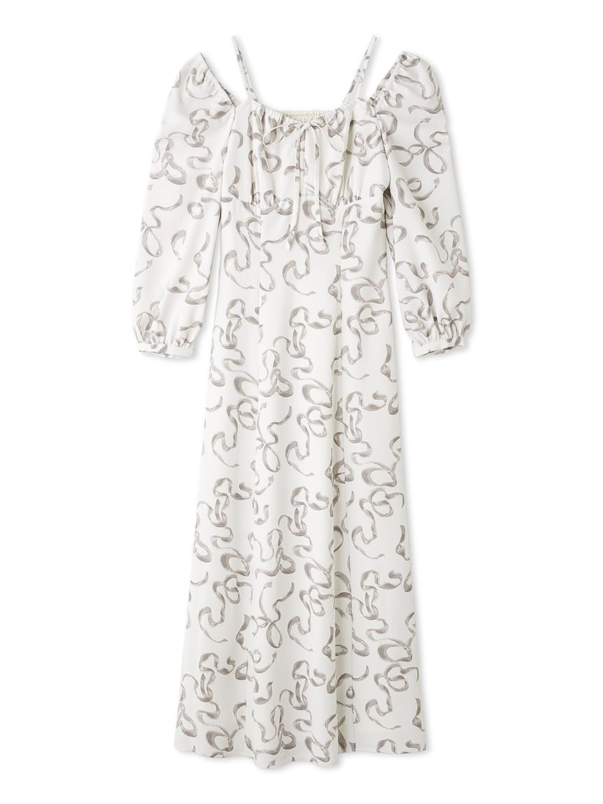 新品 snidel Sustainableリボンプリントワンピース 00サイズあり】Sustainableリボンプリントワンピース(マキシ