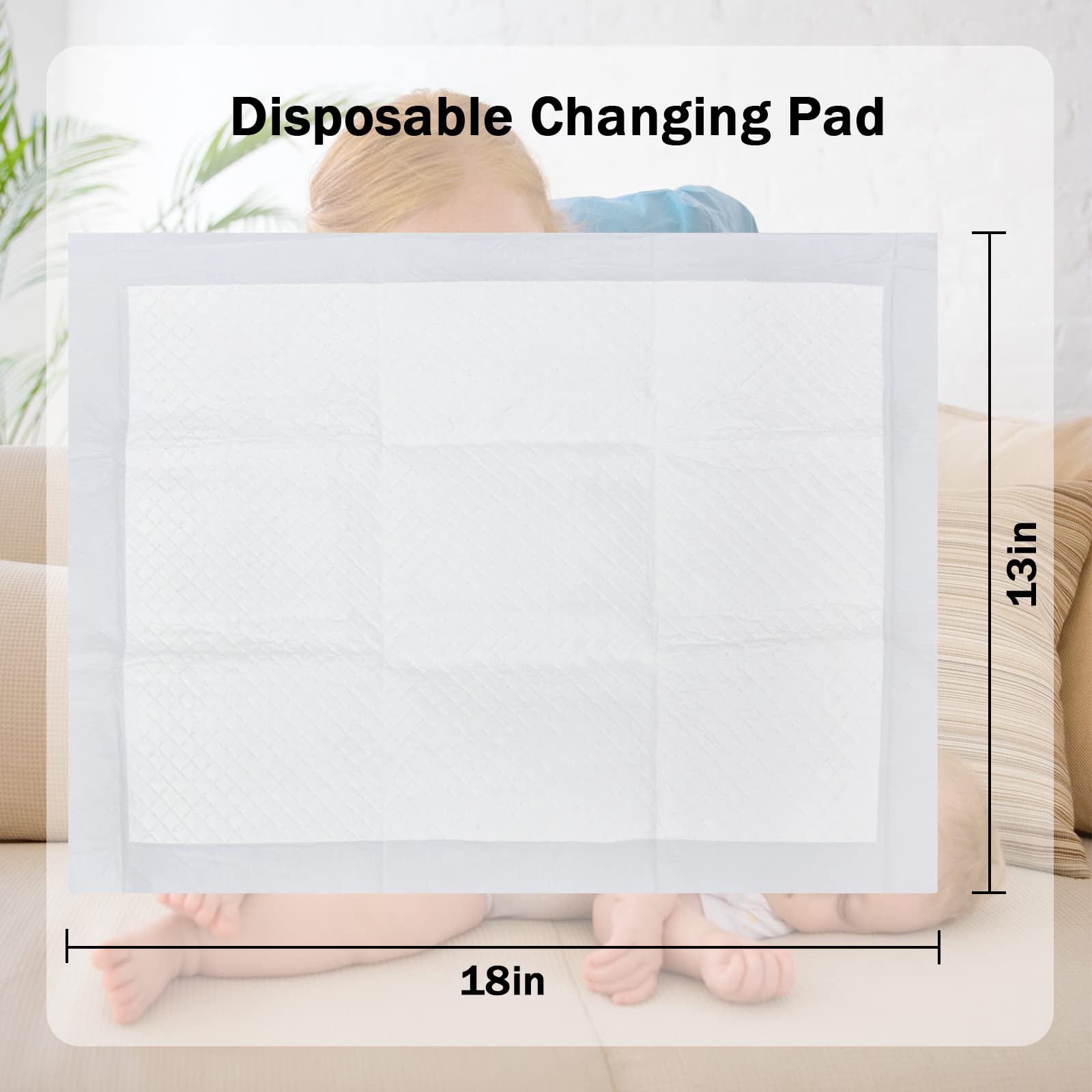Cambiador desechable para bebé de 17 x 13 pulgadas (paquete de 25) almohadillas impermeables de tela suave no tejida transpirable cambiador para cambiador - Blanco 2